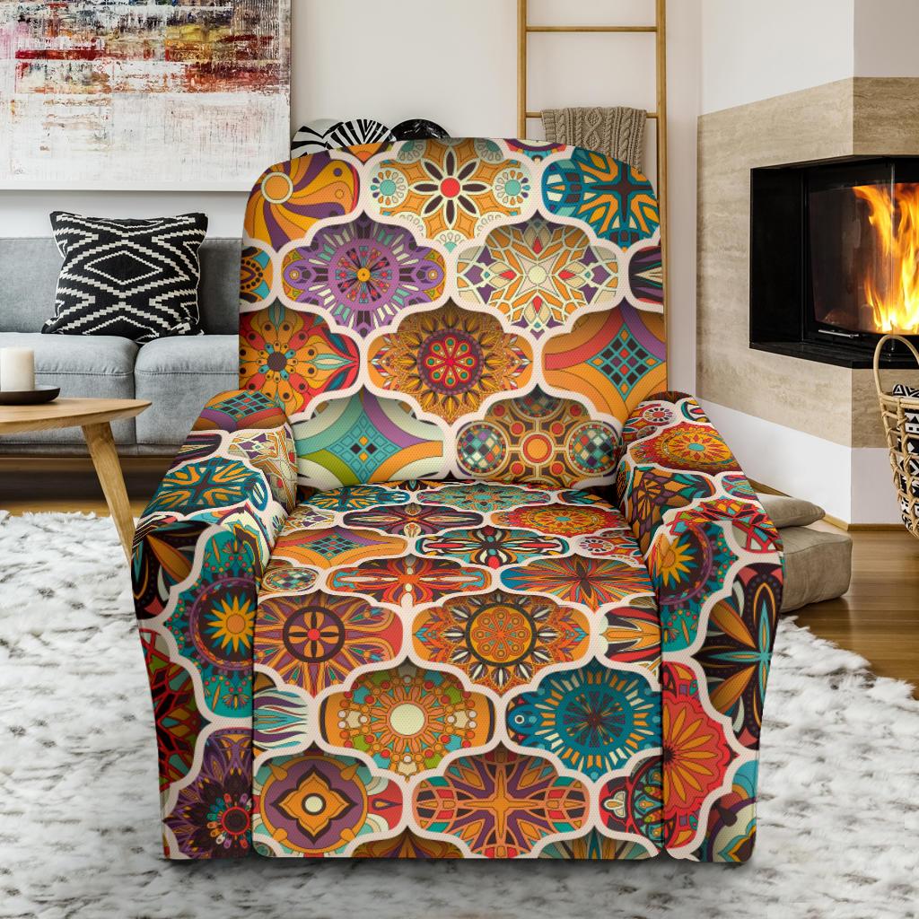 Mandala Mosaic Themed Design Print Single Sofa Slipcover -JTAMIGO.COM