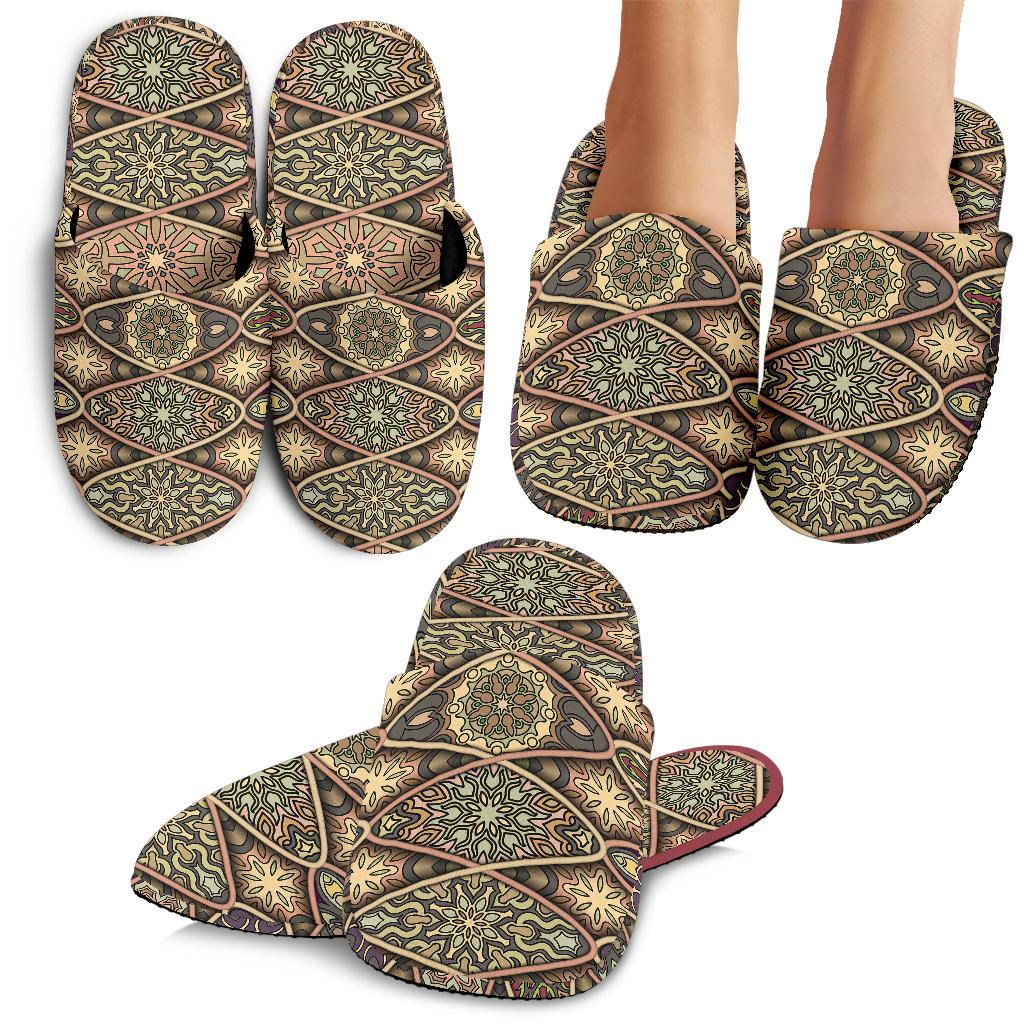 Mandala Motif Themed Design Print House Slippers