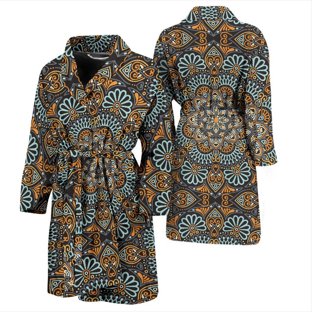 Mandala Pattern Print Design 05 Men Bathrobe-JORJUNE.COM