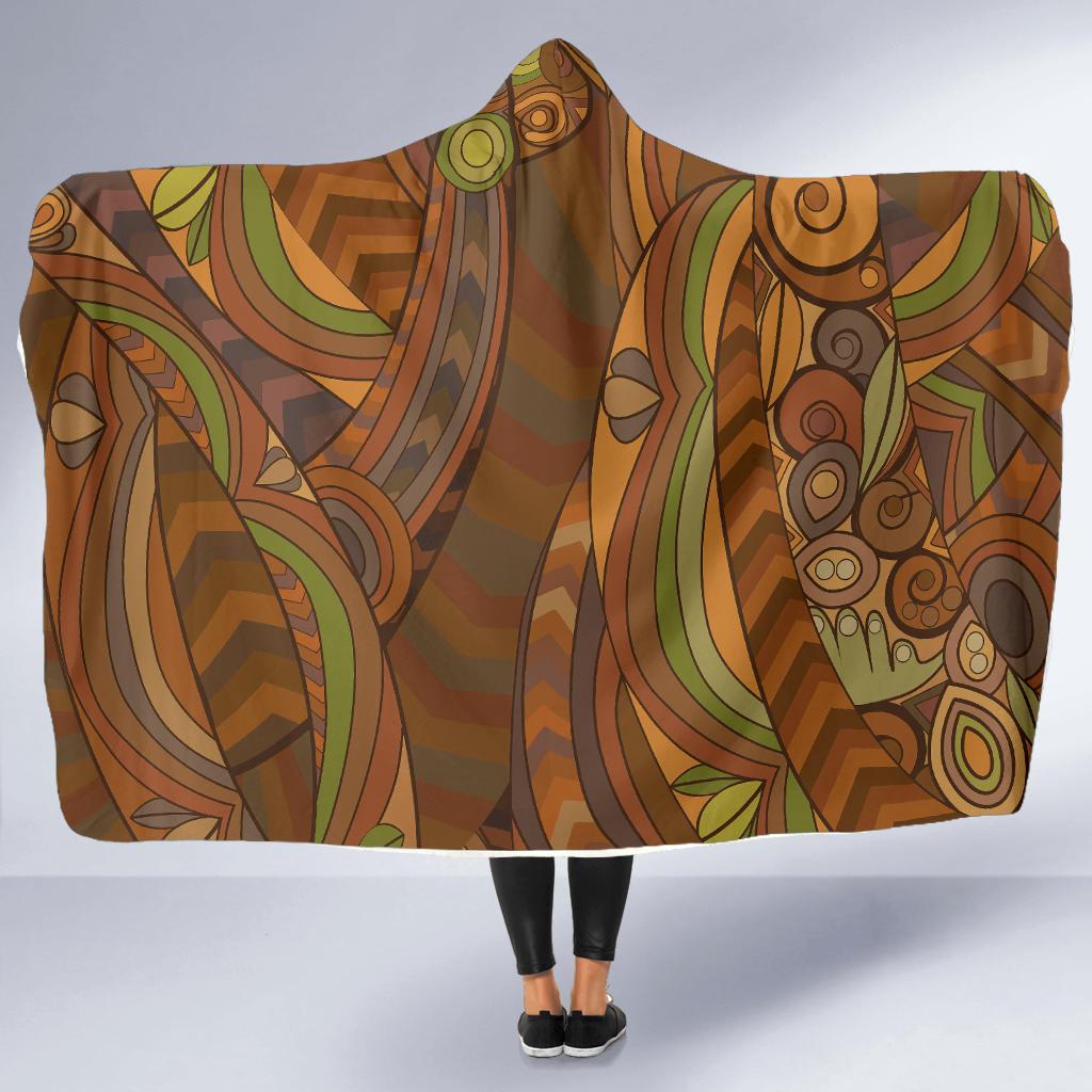 Maori Ornament Design Print Hooded Blanket-JTAMIGO.COM