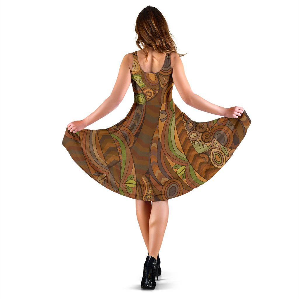 Maori Ornament Design Print Sleeveless Dress