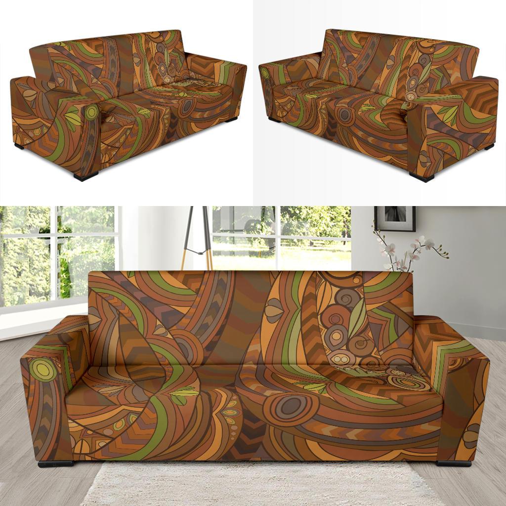 Maori Ornament Design Print Sofa Slipcover-JTAMIGO.COM