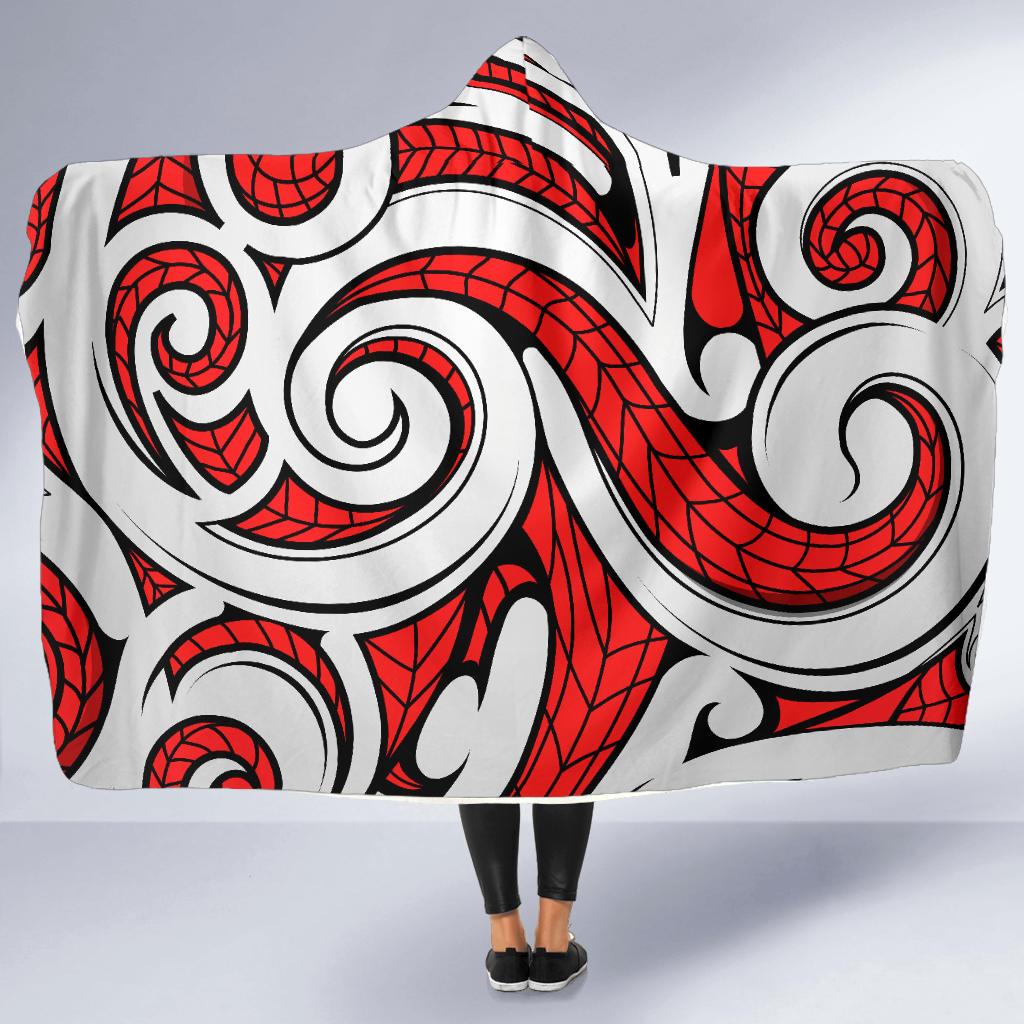 Maori Polynesian Themed Design Print Hooded Blanket-JTAMIGO.COM