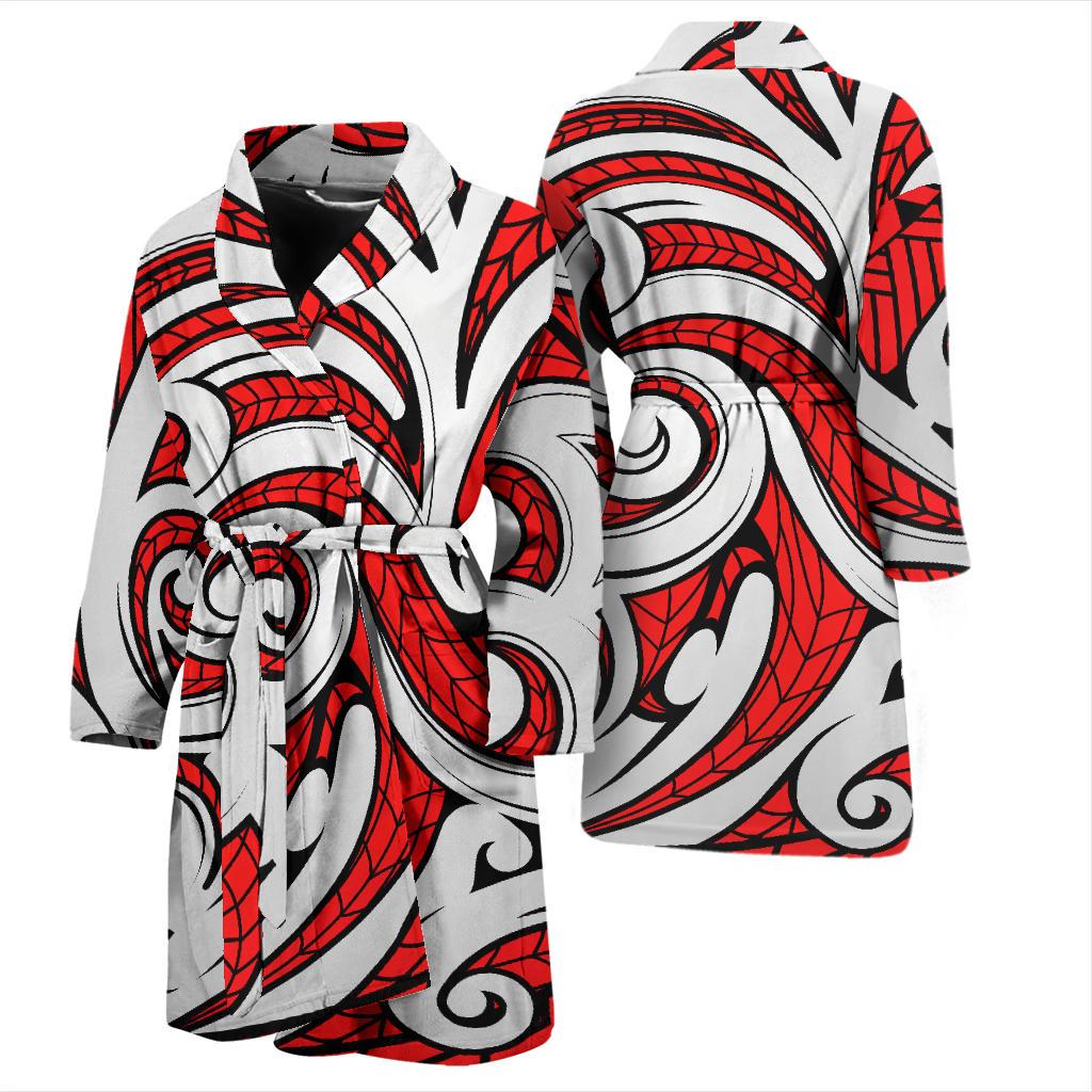 Maori Polynesian Themed Design Print Men Bath Robe-JTAMIGO.COM