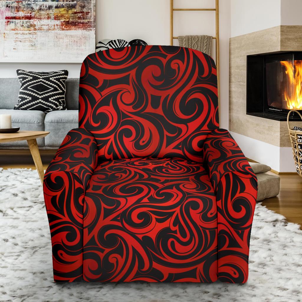 Maori Red Black Themed Design Single Sofa Slipcover -JTAMIGO.COM