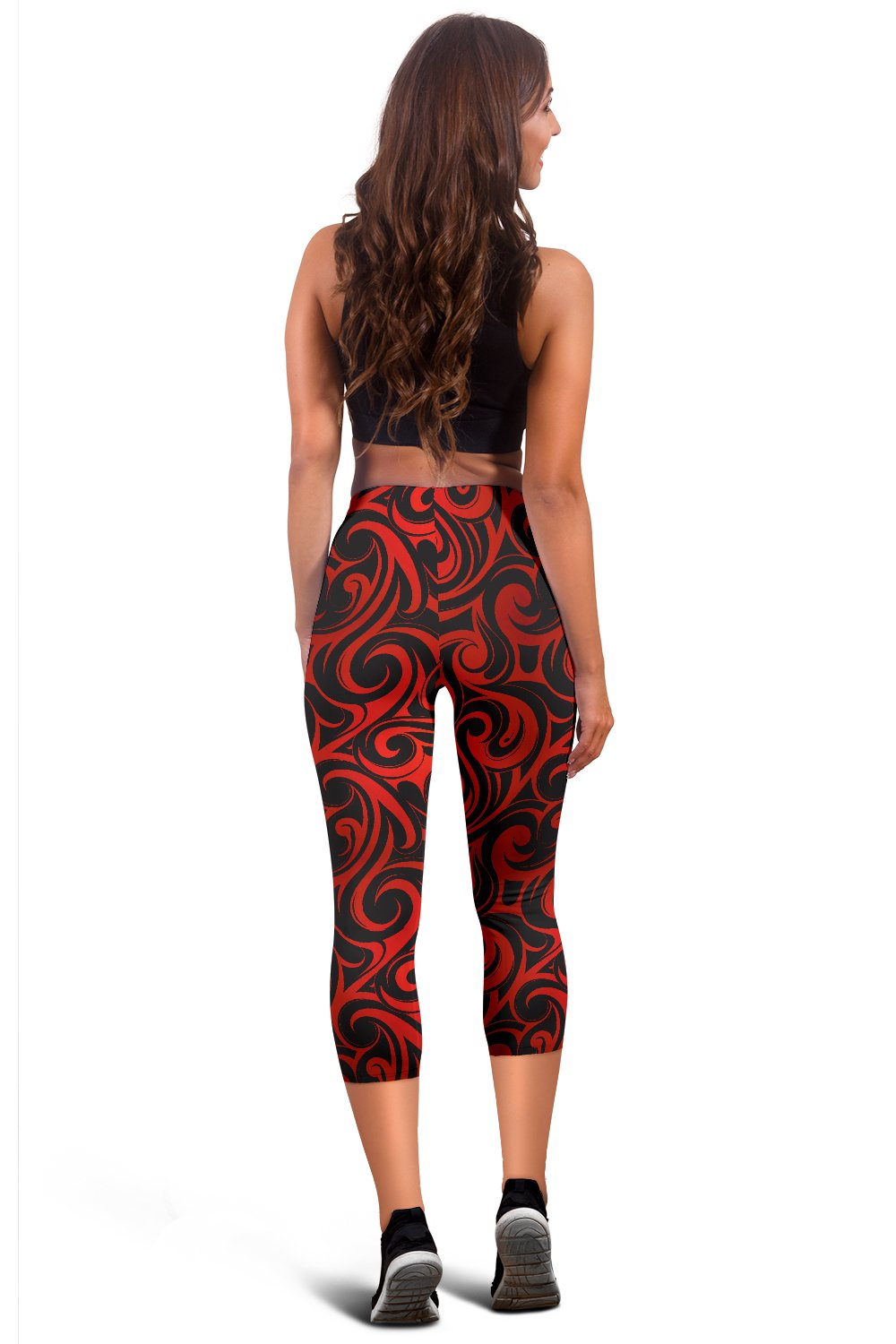 Maori Red Black Themed Design Women Capris
