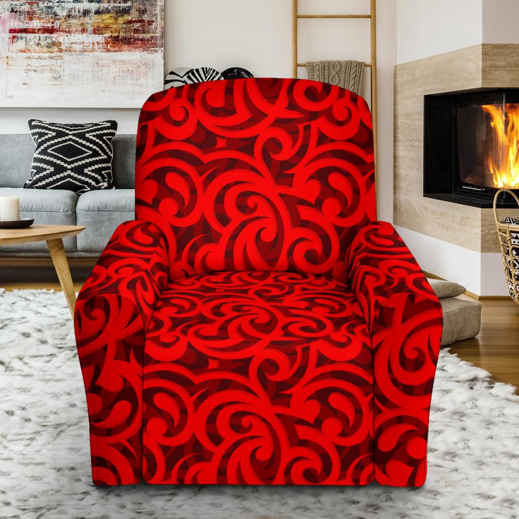 Maori Red Themed Design Print Single Sofa Slipcover -JTAMIGO.COM