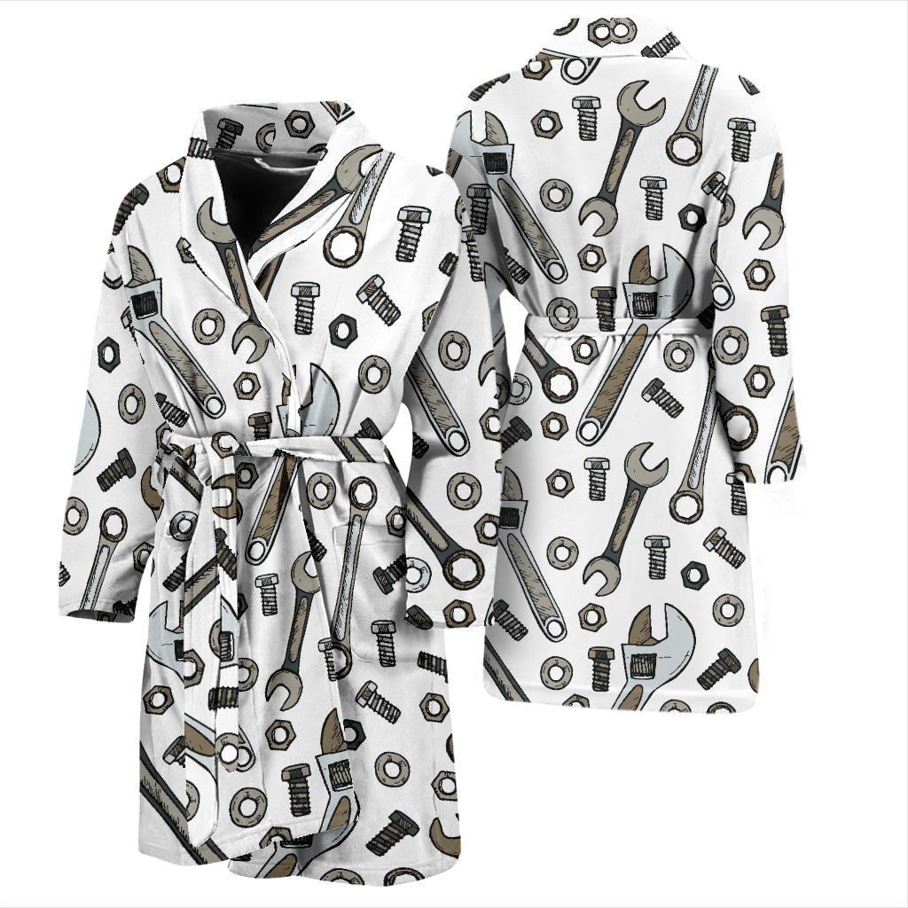 Mechanic Pattern Print Design 03 Men Bathrobe-JORJUNE.COM