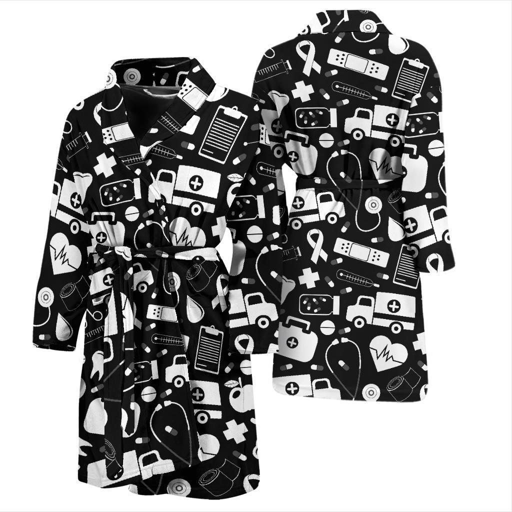 Medical Pattern Print Design 01 Men Bathrobe-JORJUNE.COM