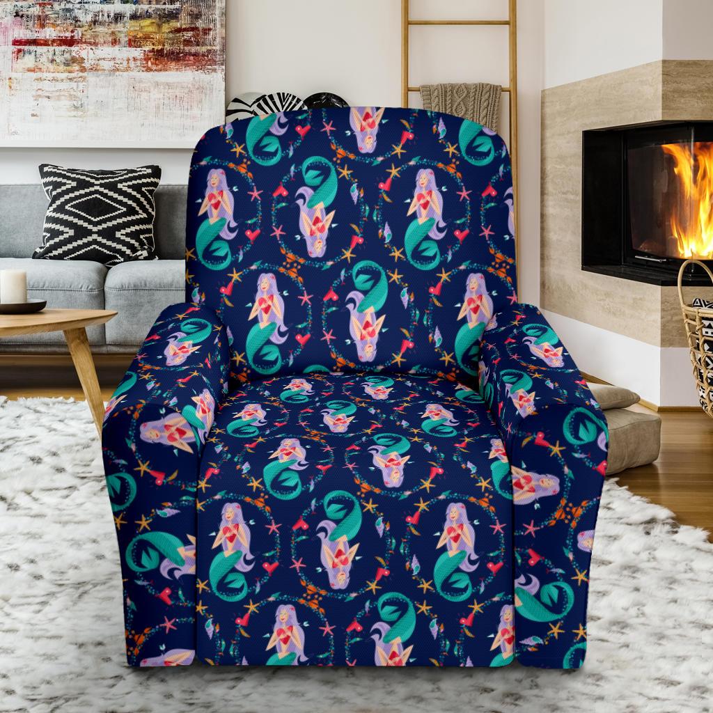 Mermaid Girl Cute Design Print Single Sofa Slipcover -JTAMIGO.COM