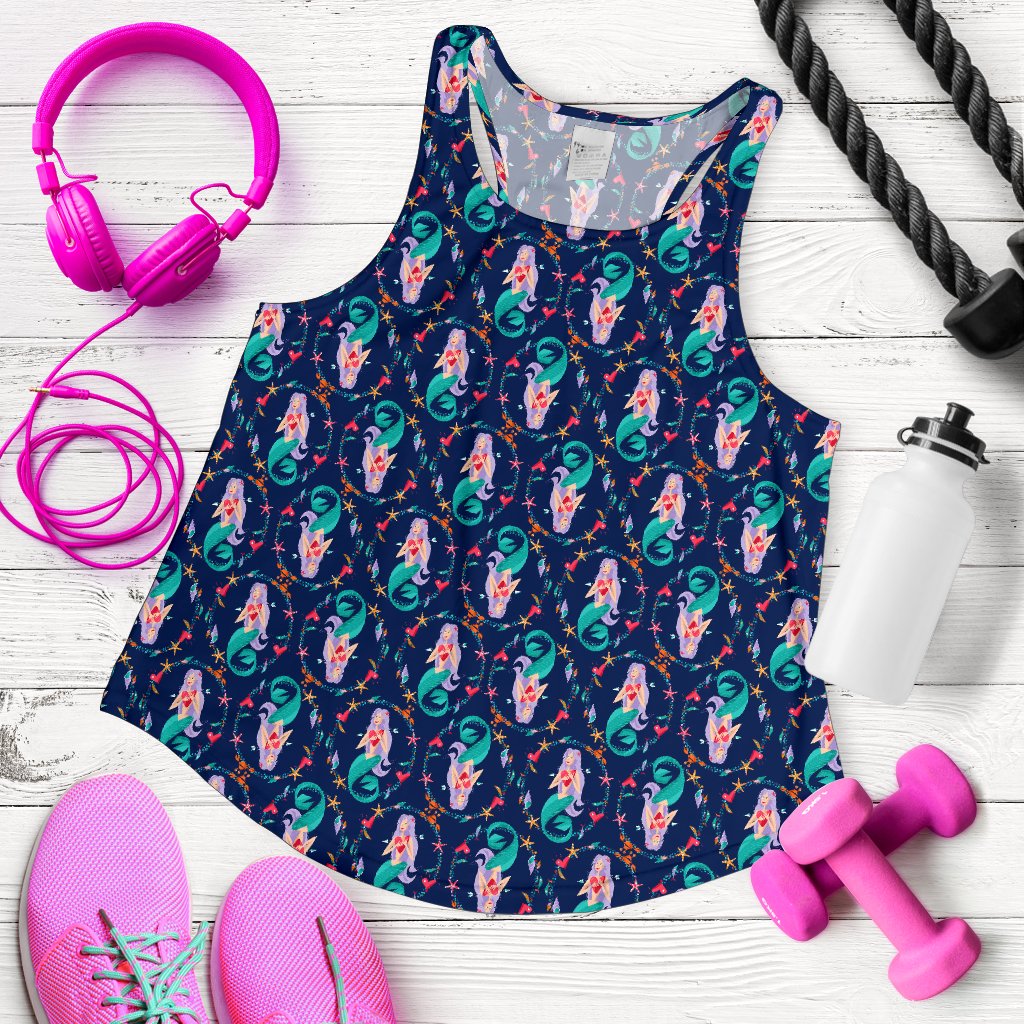 Mermaid Girl Cute Design Print Women Racerback Tank Top
