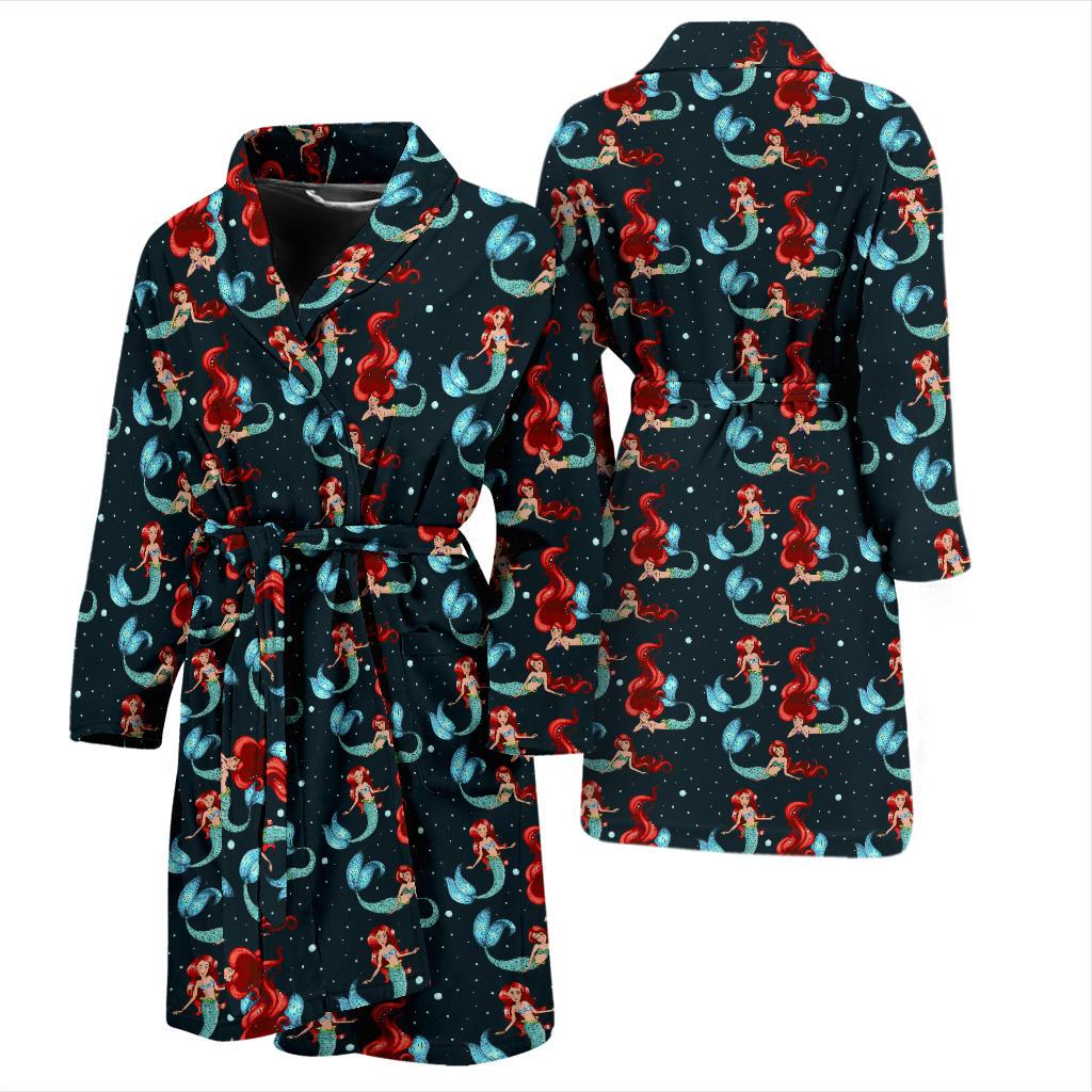Mermaid Girl Themed Design Print Men Bath Robe-JTAMIGO.COM
