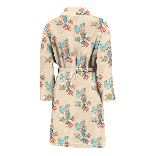 Mermaid Girl With Fish Design Print Men Bath Robe-JTAMIGO.COM