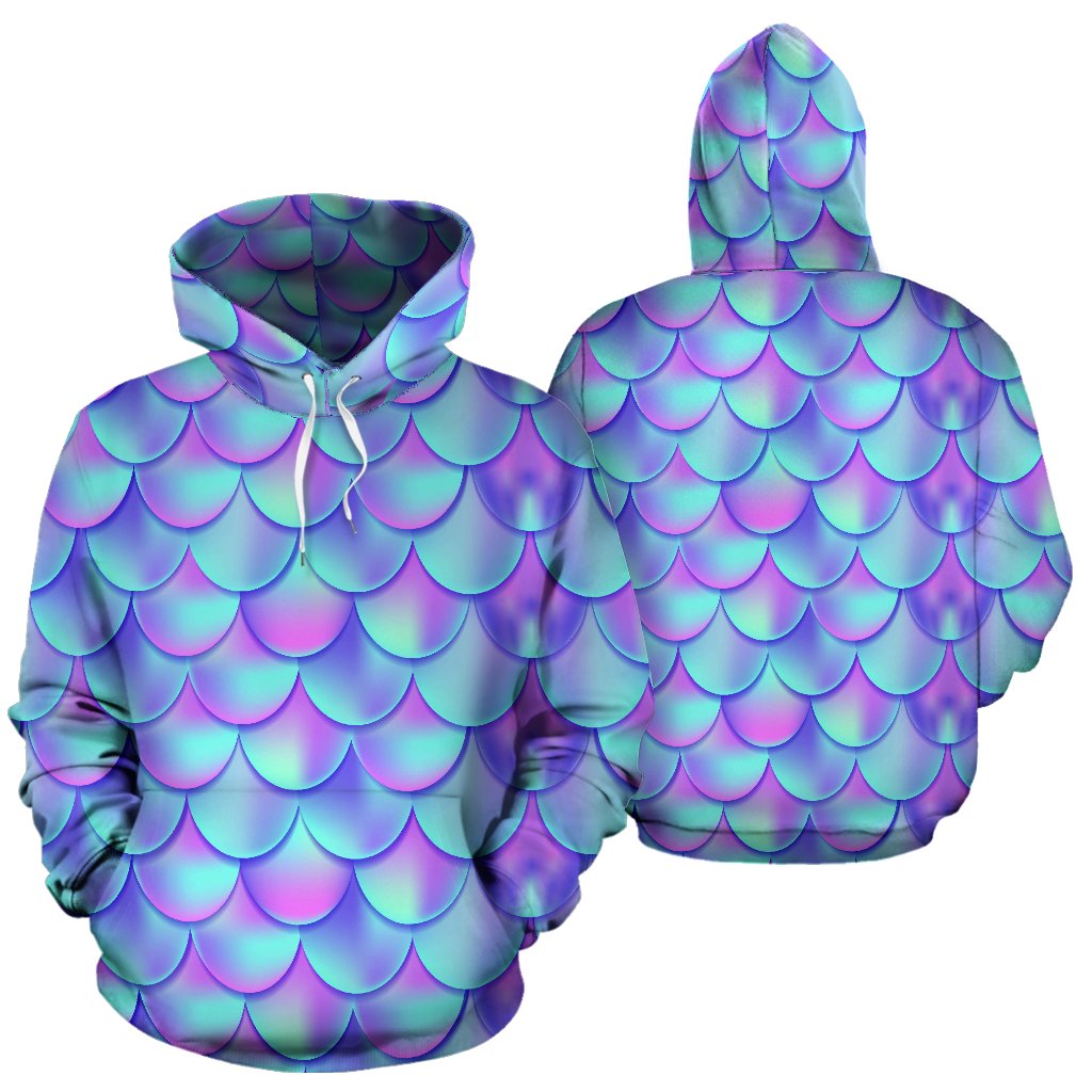 Mermaid Tail Design Print Pattern Pullover Hoodie