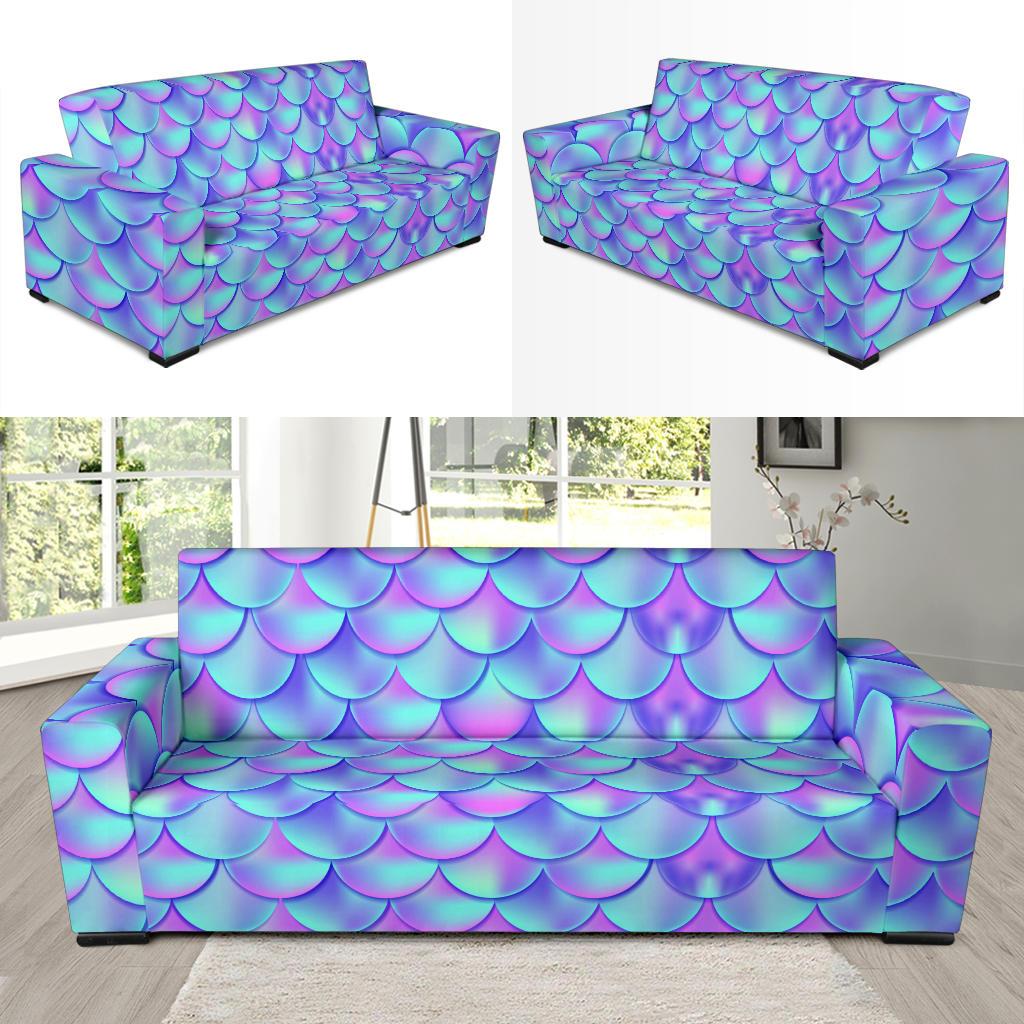 Mermaid Tail Design Print Pattern Sofa Slipcover-JTAMIGO.COM