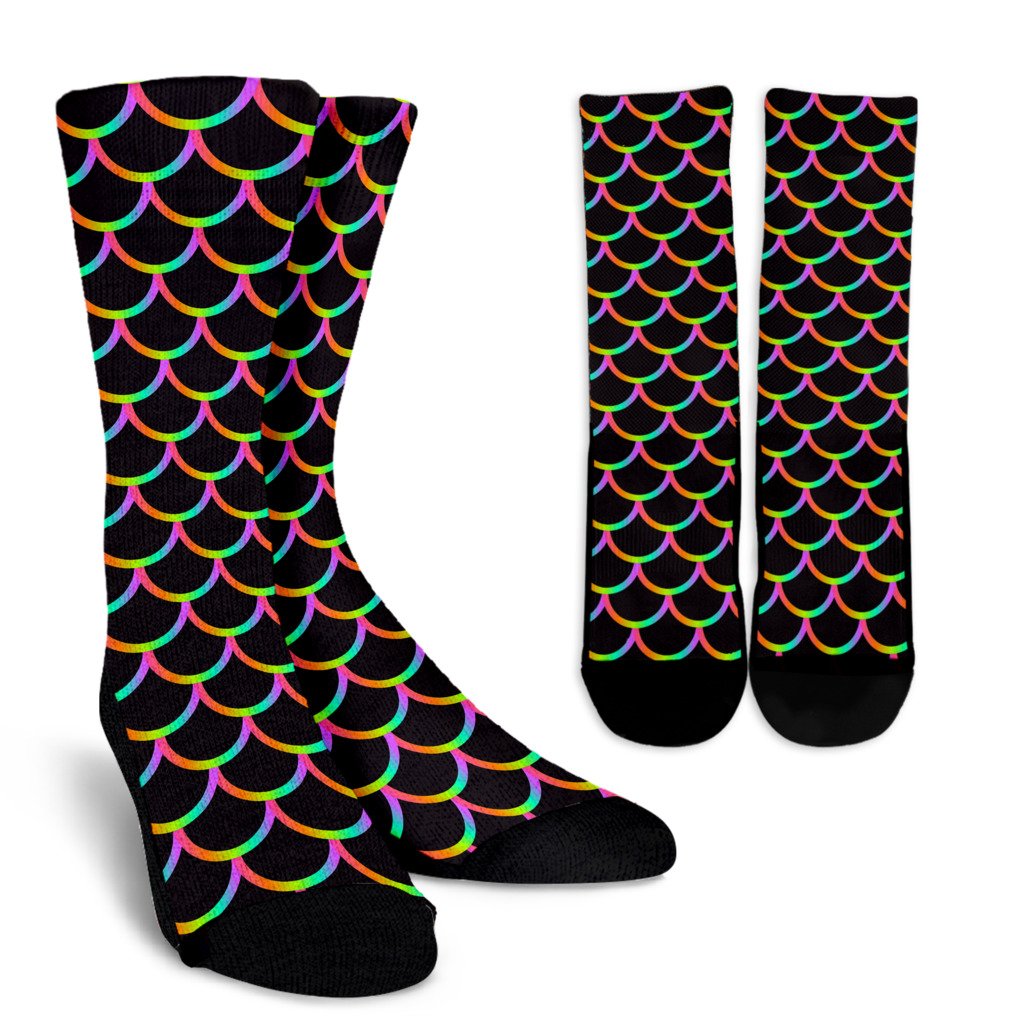 Mermaid Tail Rainbow Design Print Crew Socks