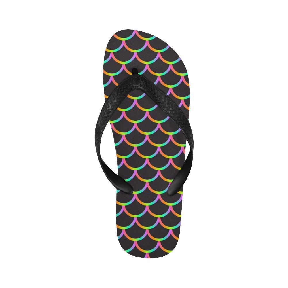 Mermaid Tail Rainbow Design Print Flip Flops-JTAMIGO.COM