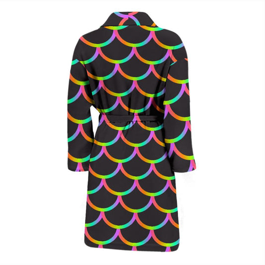 Mermaid Tail Rainbow Design Print Men Bath Robe-JTAMIGO.COM