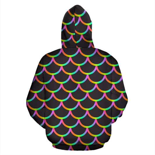 Mermaid Tail Rainbow Design Print Pullover Hoodie