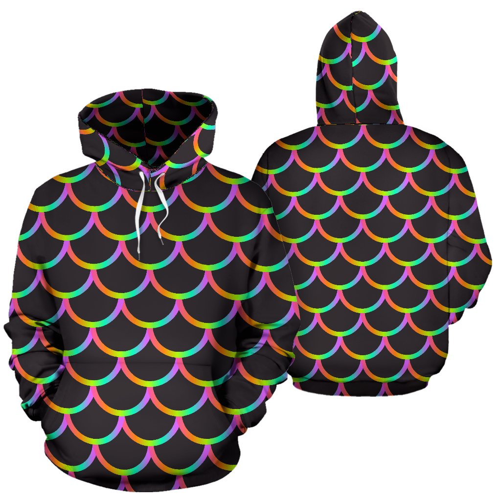 Mermaid Tail Rainbow Design Print Pullover Hoodie