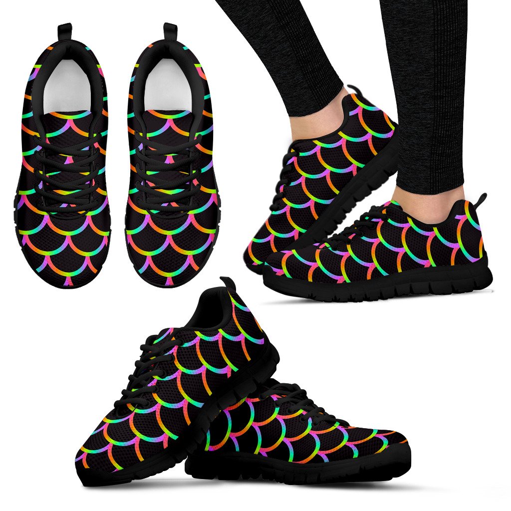 Mermaid Tail Rainbow Design Print Women Sneakers Shoes