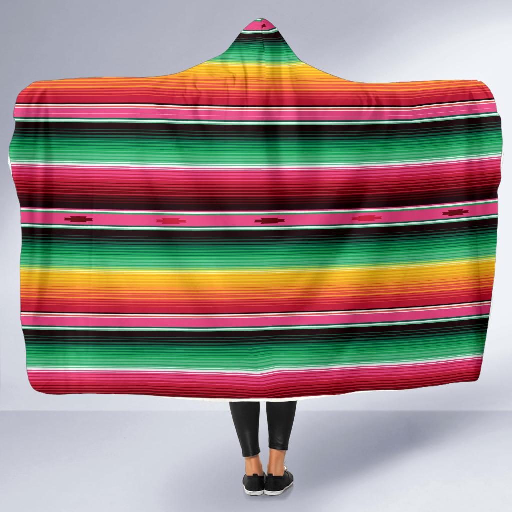 Mexican Blanket Classic Print Pattern Hooded Blanket-JTAMIGO.COM