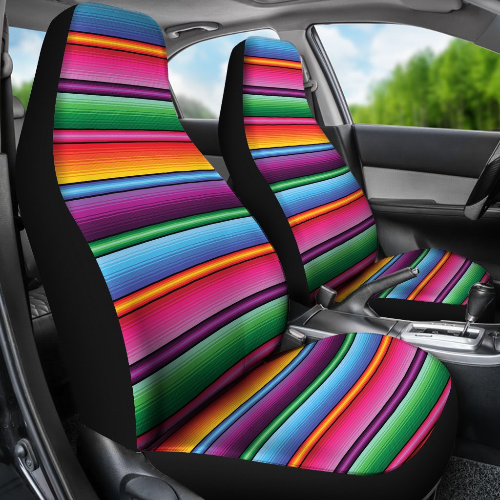 Mexican Blanket Colorful Print Pattern Universal Fit Car Seat Covers