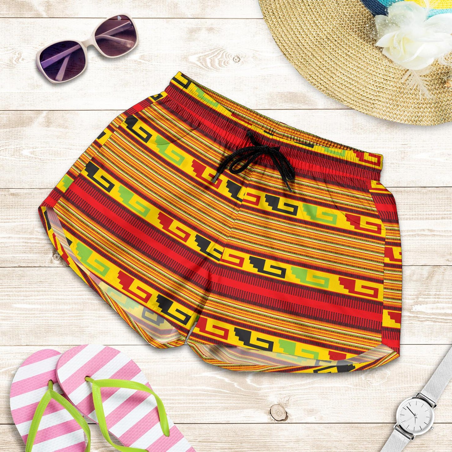 Mexican Blanket Ornament Print Pattern Women Shorts-JTAMIGO.COM