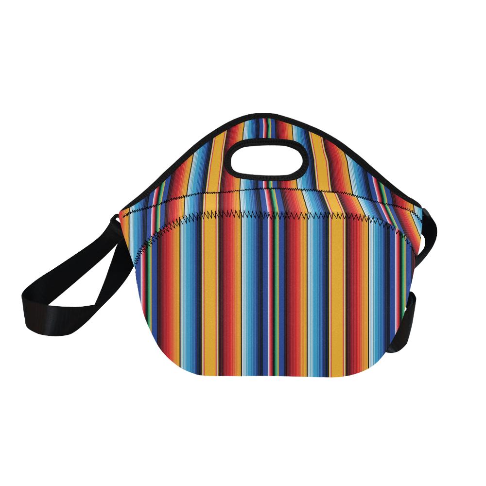 Mexican Blanket Stripe Print Pattern Neoprene Lunch Bag (Model 1669)(Large)-JTAMIGO.COM