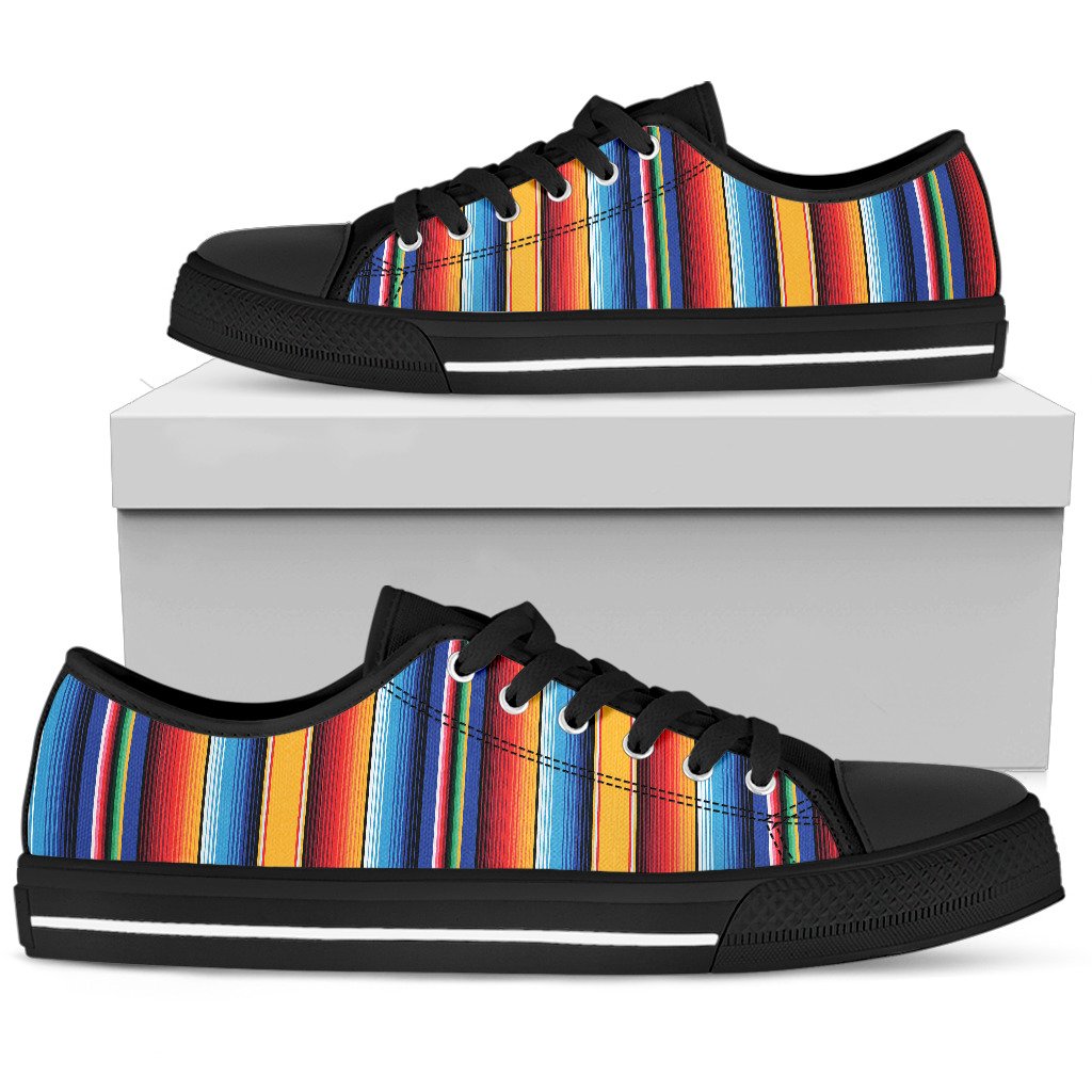 Mexican Blanket Stripe Print Pattern Women Low Top Shoes
