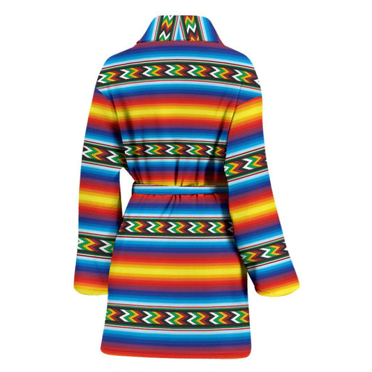 Mexican Blanket ZigZag Print Pattern Women Bath Robe-JTAMIGO.COM