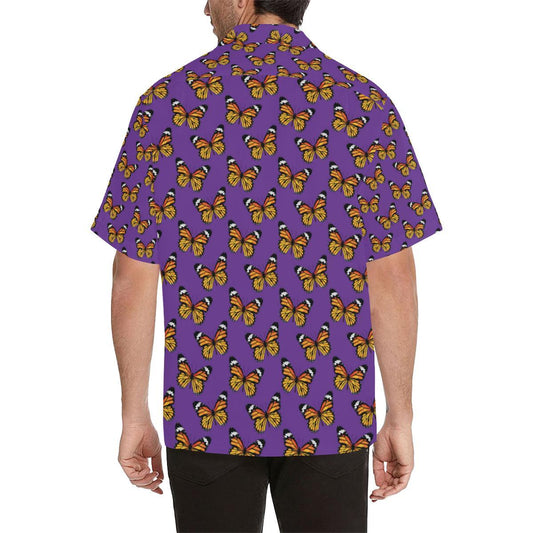 Monarch Butterfly Purple Print Pattern Men Aloha Hawaiian Shirt