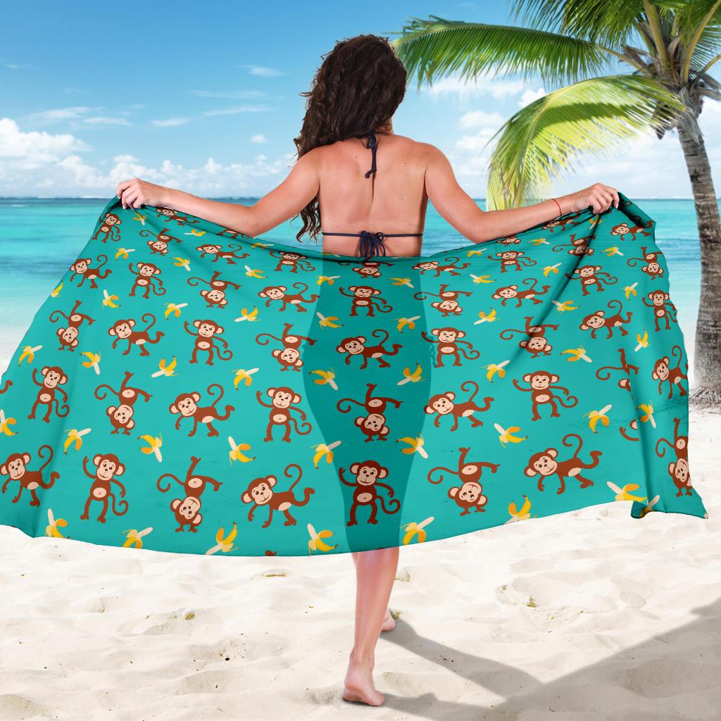 Monkey Banana Design Themed Print Sarong Pareo Wrap