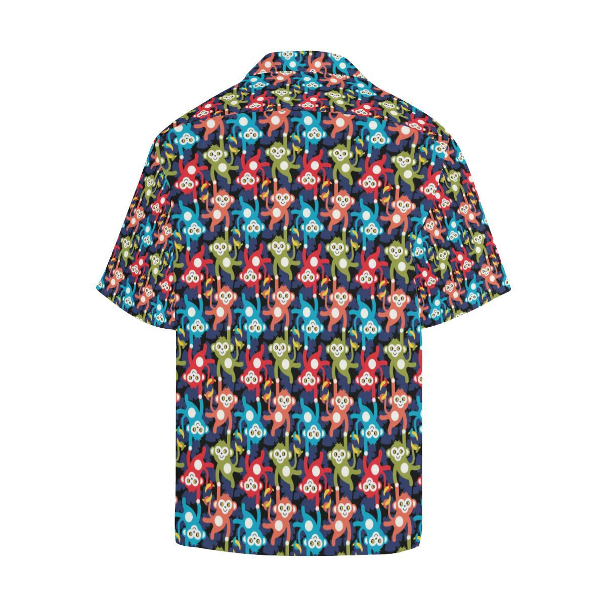 Monkey Colorful Design Themed Print Men Aloha Hawaiian Shirt