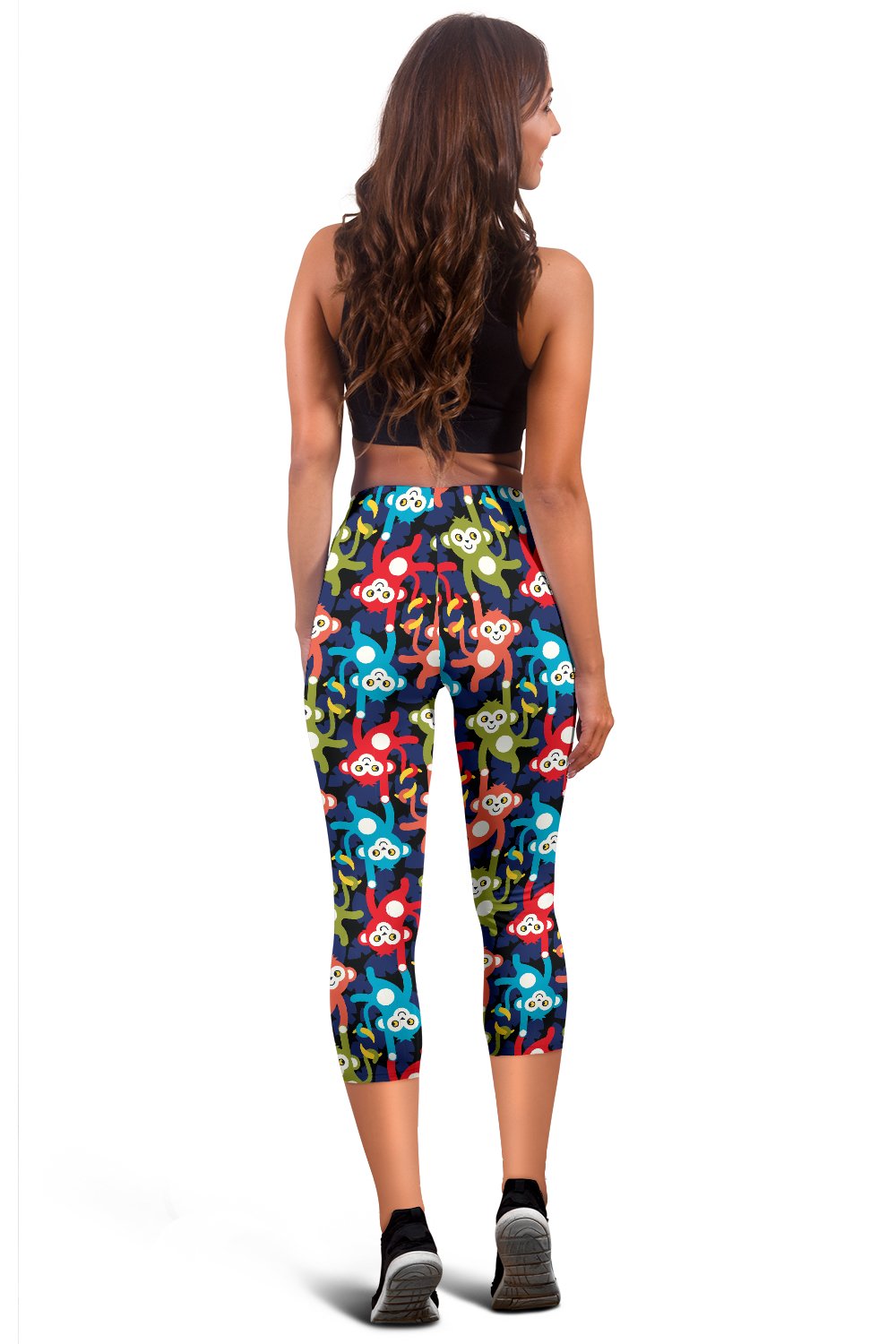 Monkey Colorful Design Themed Print Women Capris