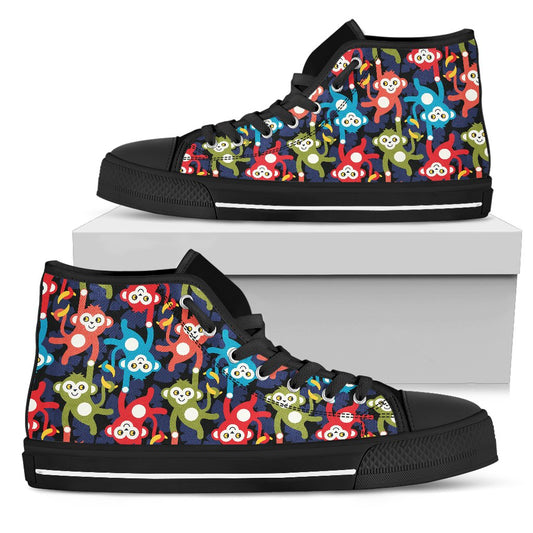 Monkey Colorful Design Themed Print Women High Top Shoes
