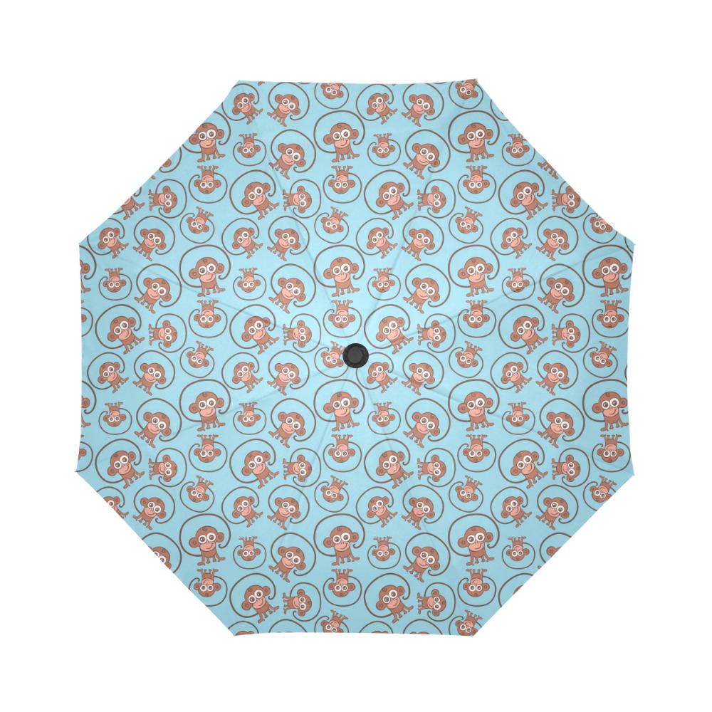 Monkey Cute Design Themed Print Automatic Foldable Umbrella