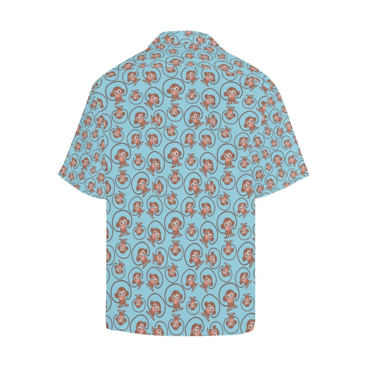 Monkey Cute Design Themed Print Men Aloha Hawaiian Shirt