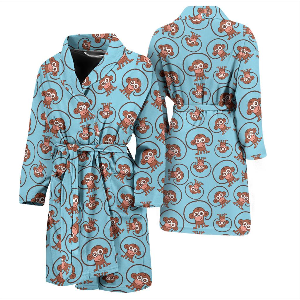 Monkey Cute Design Themed Print Men Bath Robe-JTAMIGO.COM