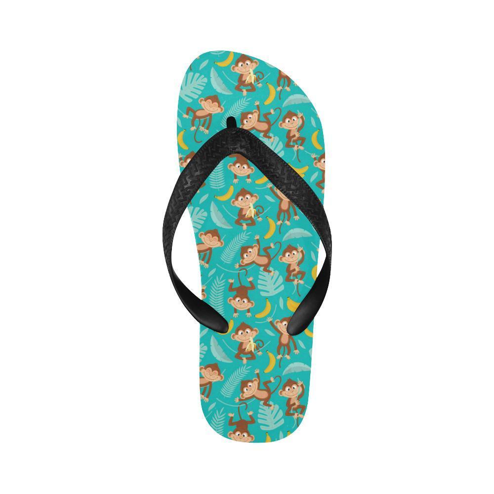 Monkey Happy Design Themed Print Flip Flops-JTAMIGO.COM