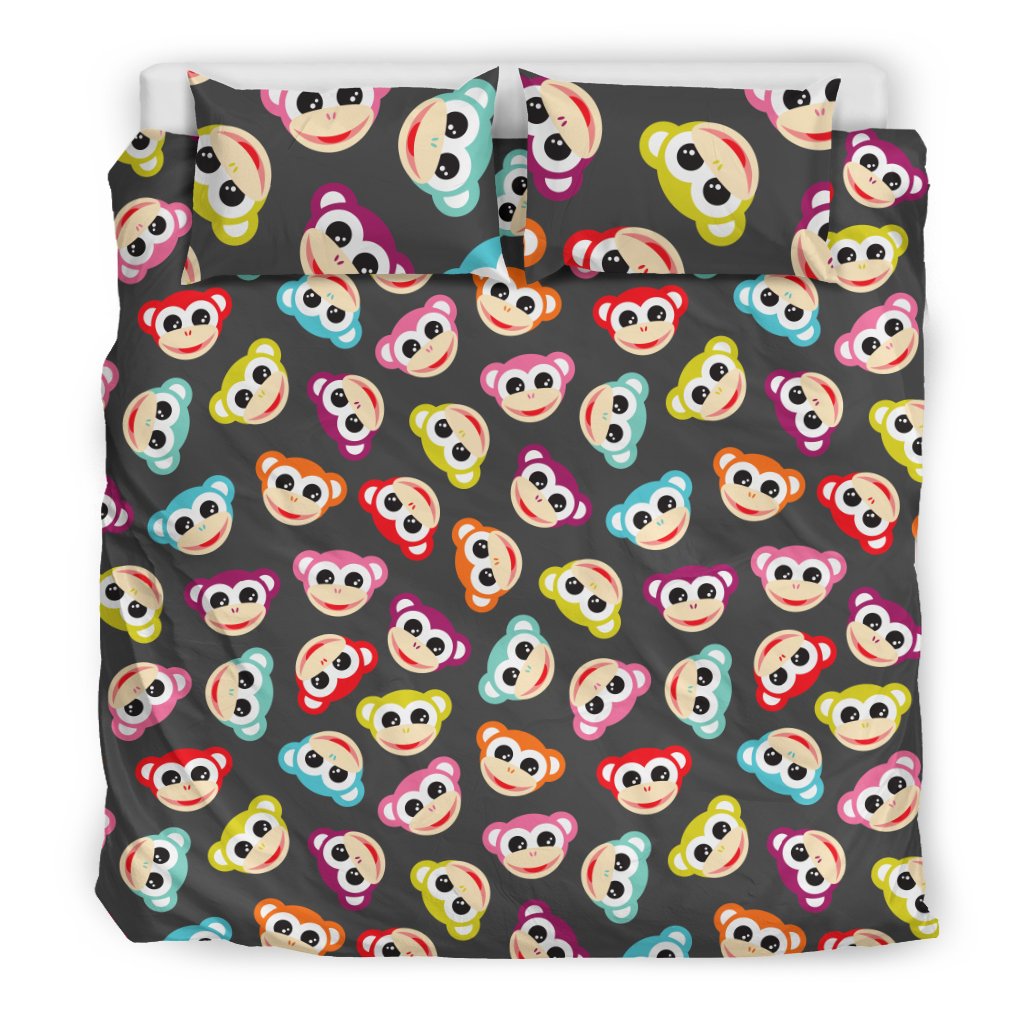 Monkey Head Design Themed Print Duvet Cover Bedding Set