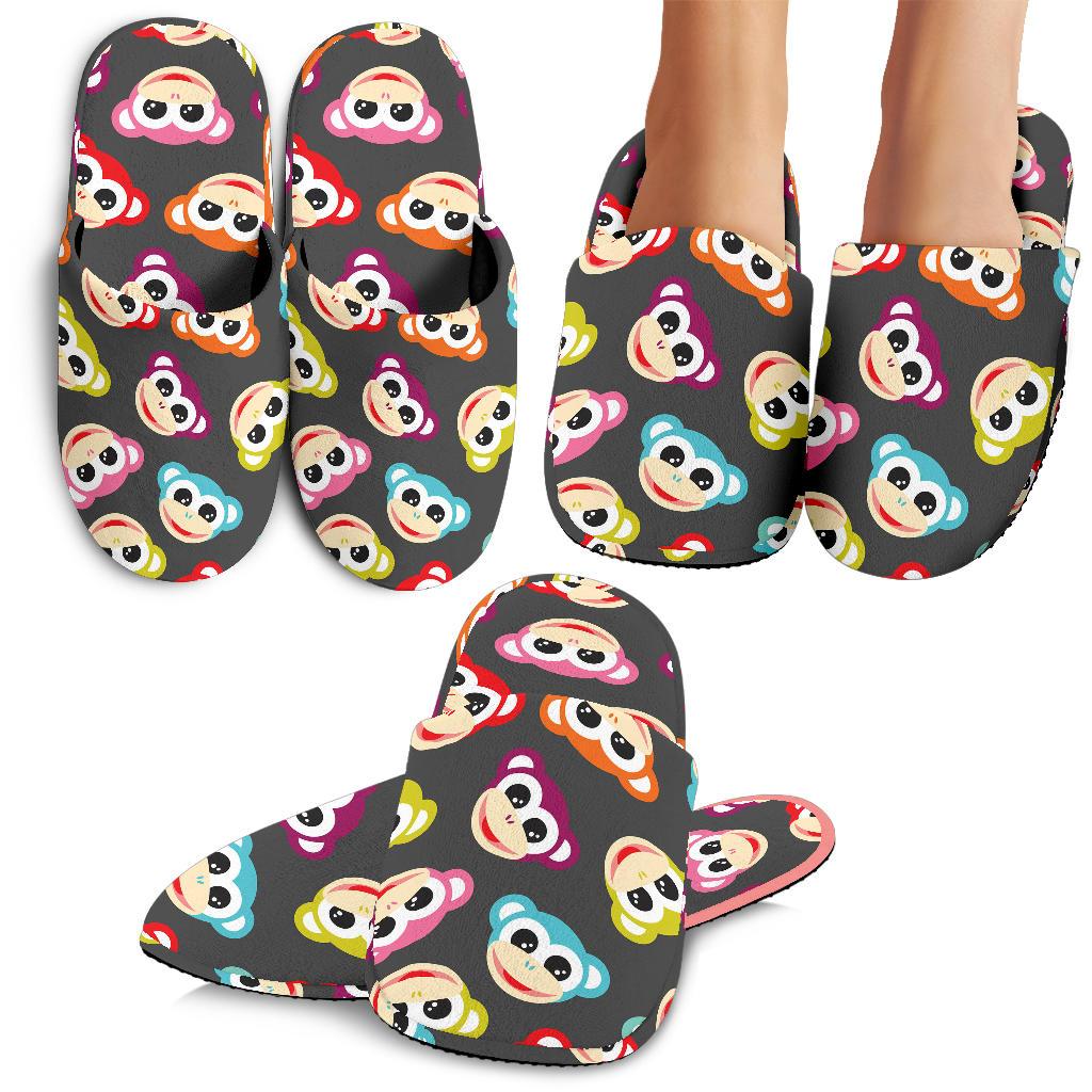 Monkey Head Design Themed Print House Slippers