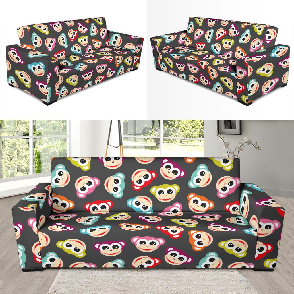 Monkey Head Design Themed Print Sofa Slipcover-JTAMIGO.COM