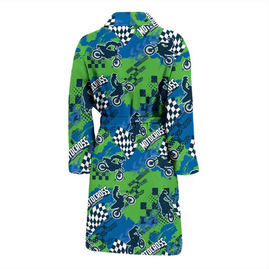 Motocross Pattern Print Design 04 Men Bathrobe-JORJUNE.COM
