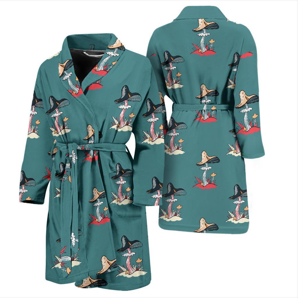 Mushroom Pattern Print Design A04 Men Bathrobe-JORJUNE.COM