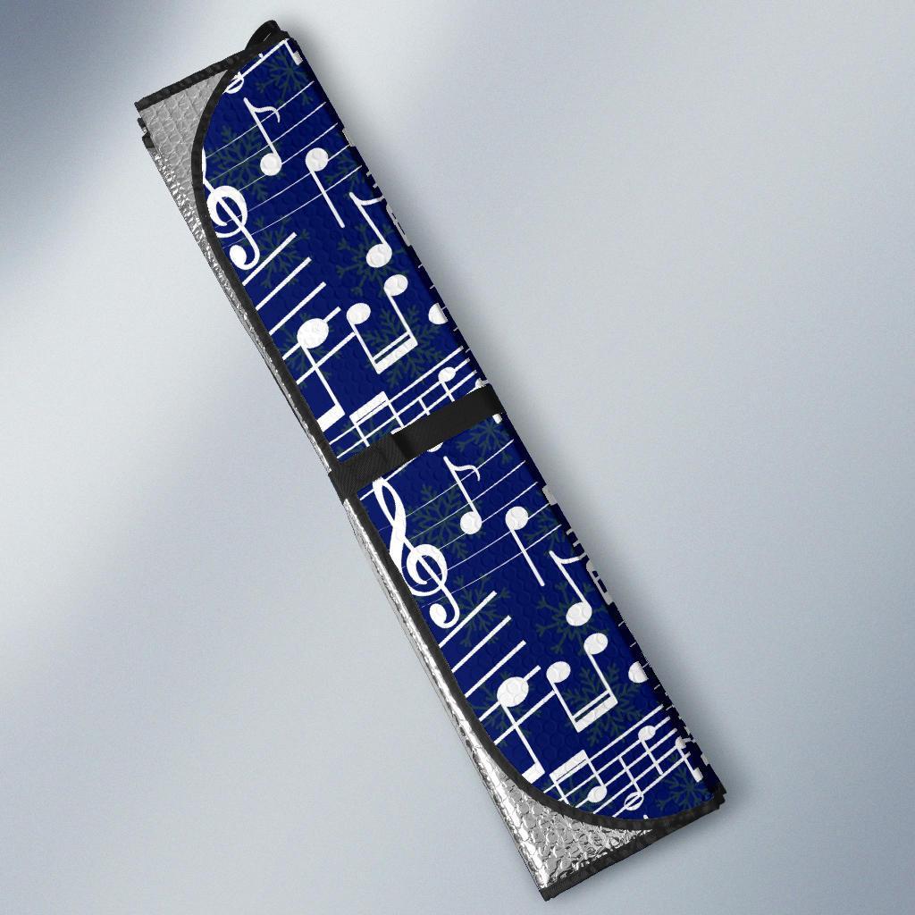 Music Note Blue Themed Print Car Sun Shade For Windshield