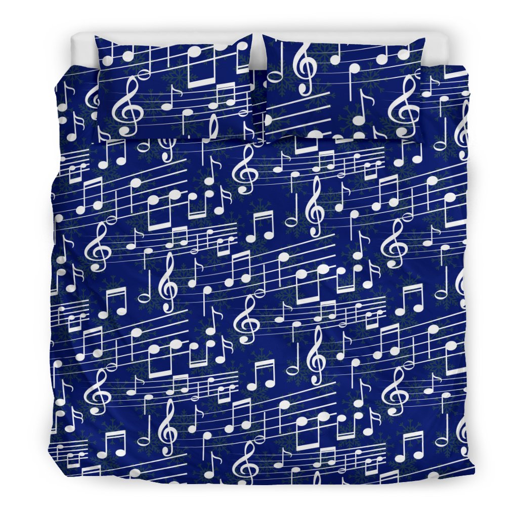 Music Note Blue Themed Print Duvet Cover Bedding Set