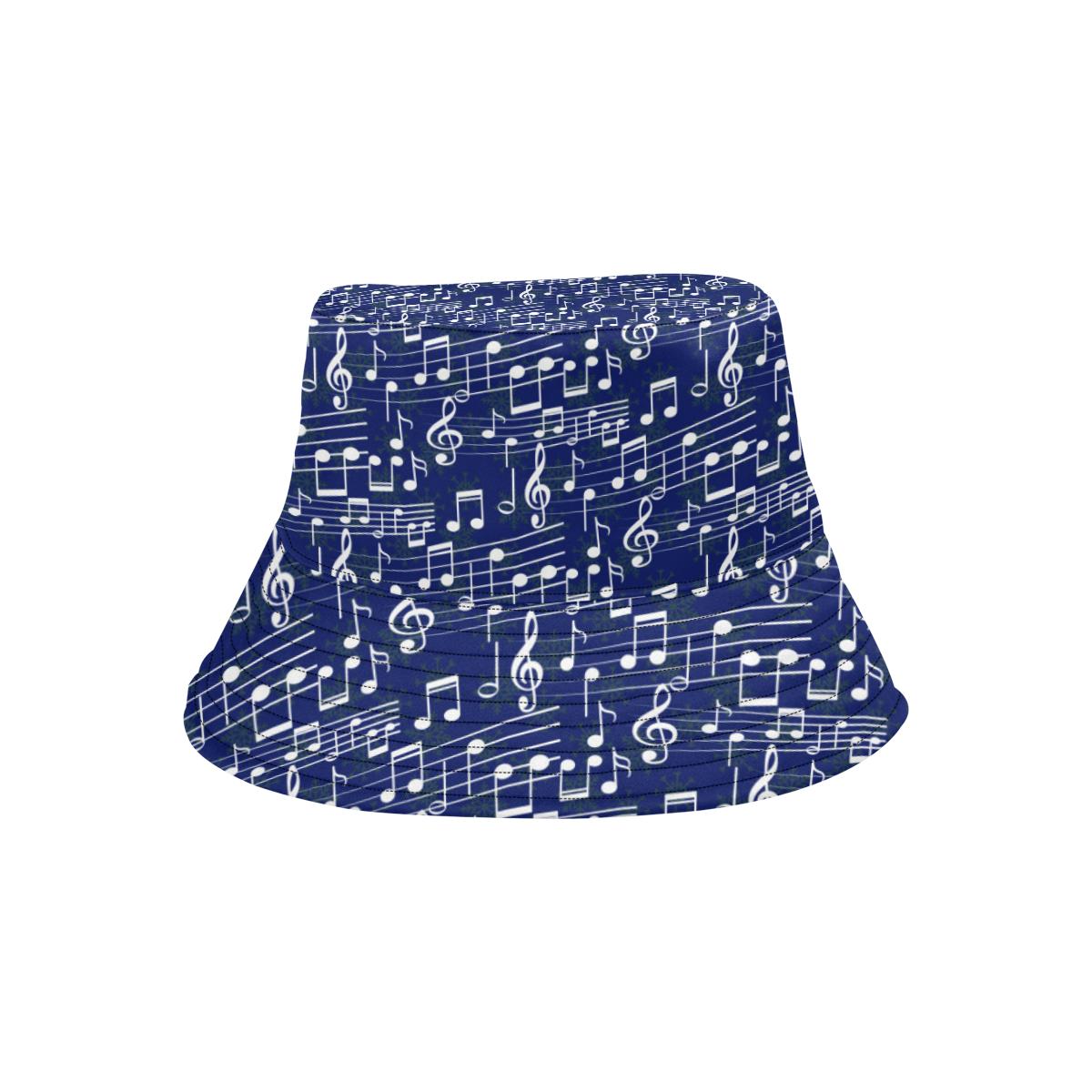 Music Note Blue Themed Print Unisex Bucket Hat