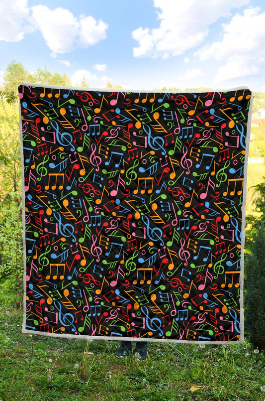 Music Note Colorful Themed Print Premium Quilt-JTAMIGO.COM