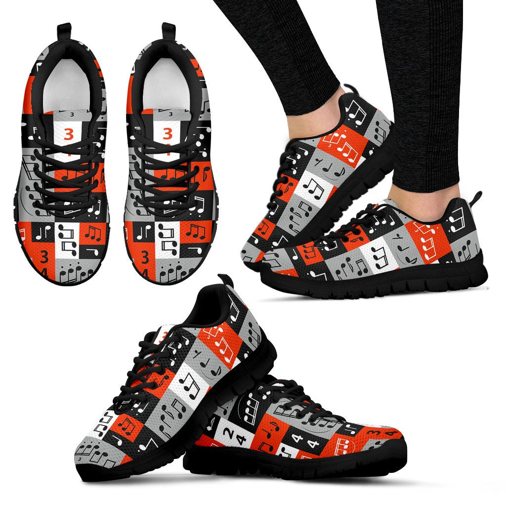 Music Note Design Themed Print Women Sneakers Shoes